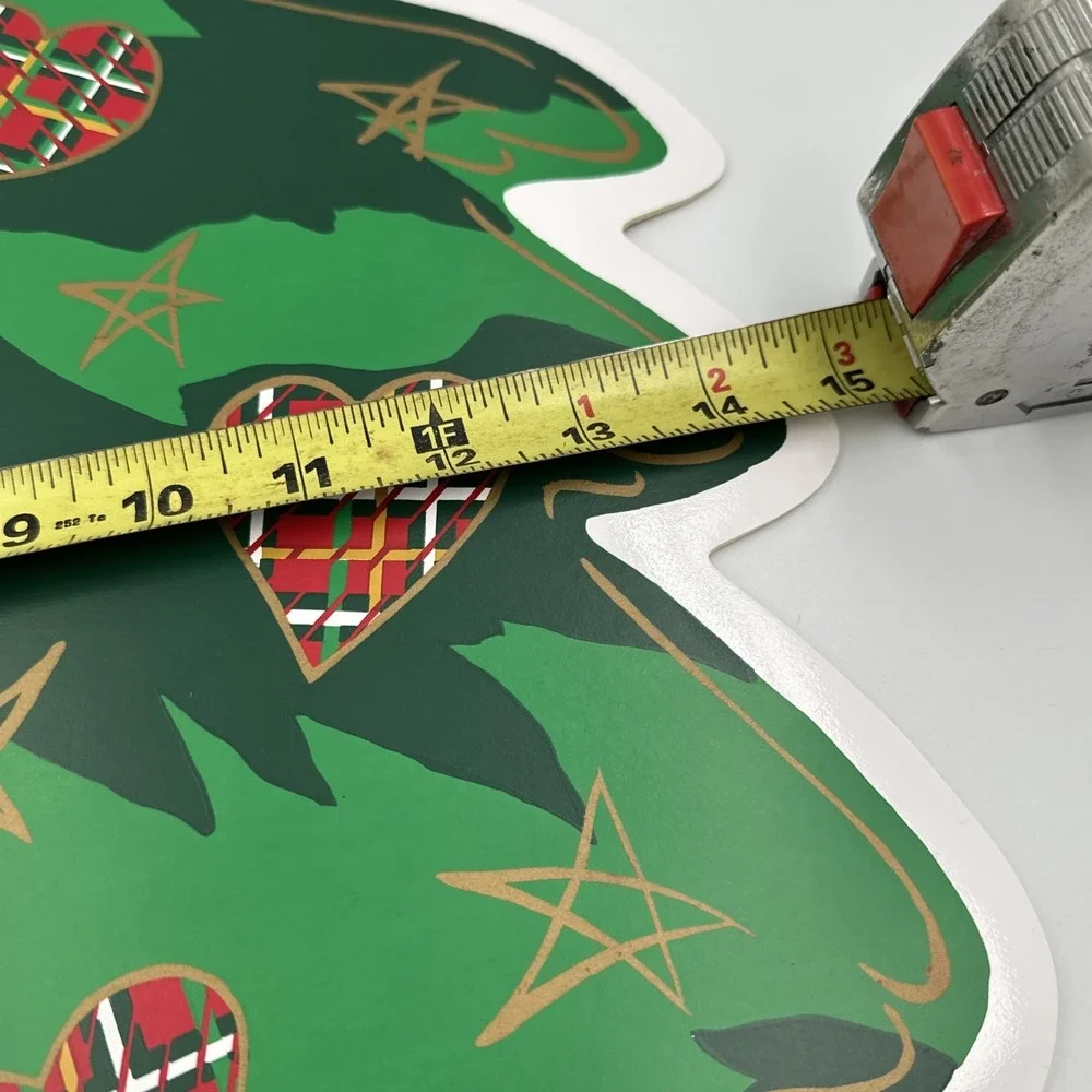 Set of 4 Vintage Trim a Home Vinyl Placemats Christmas Tree Hearts Stars Holiday